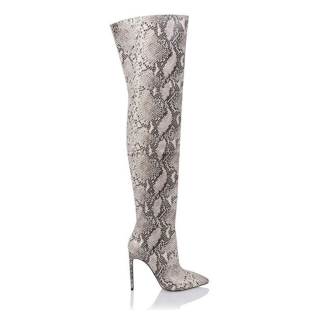 House of CB Snake Print Over the Knee Boots - Picture 13 of 15